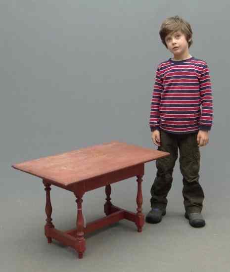 Appraisal: Contemporary child's table in red paint Top scratched