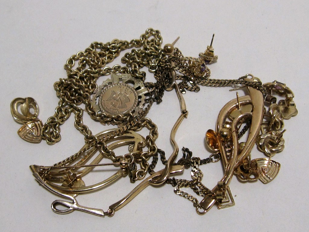 Appraisal: Lot comprising ct gold - necklaces neckchains earrings etc approx