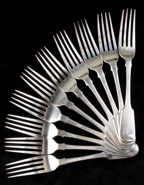 Appraisal: Set of Ten Sterling Silver Forks by William Eaton English