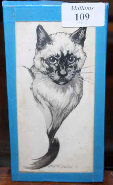 Appraisal: KAY NIXON - Study of a Siamese cat signed pen