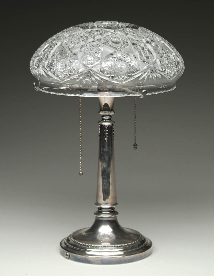 Appraisal: CUT GLASS LAMP Wonderful cut glass lamp has beautifully cut