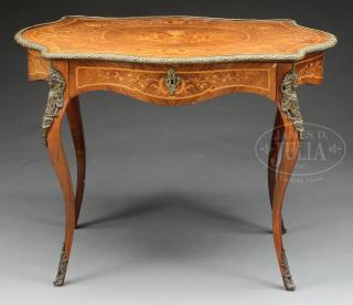 Appraisal: LOUIS XV STYLE MARQUETRY GILT METAL MOUNTED CENTER TABLE LOUIS