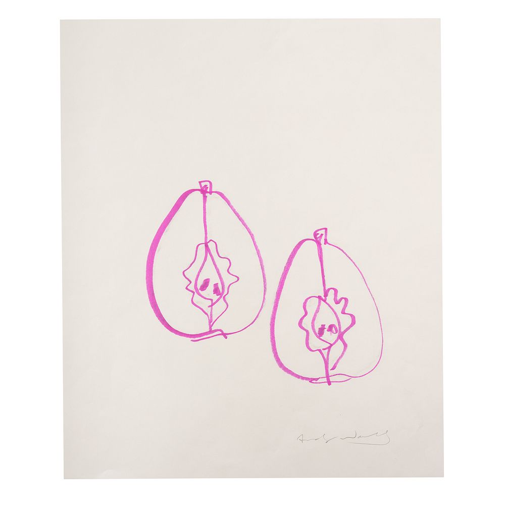 Appraisal: Andy Warhol Pair Or Pears Purple American - Marker sketch