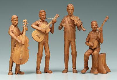 Appraisal: Four Wade Martin carvings four musicians Wade Hampton Martin Swannanoa