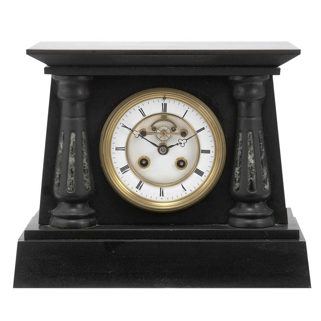 Appraisal: Neoclassical Style Marble Mantel Clock The circular dial with black