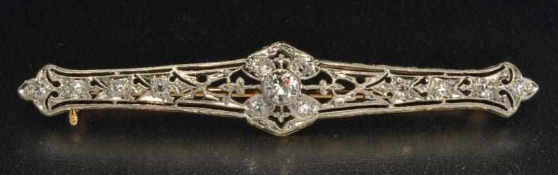 Appraisal: K Y Gold Platinum Diamond Bar Pin Description Diamonds ct