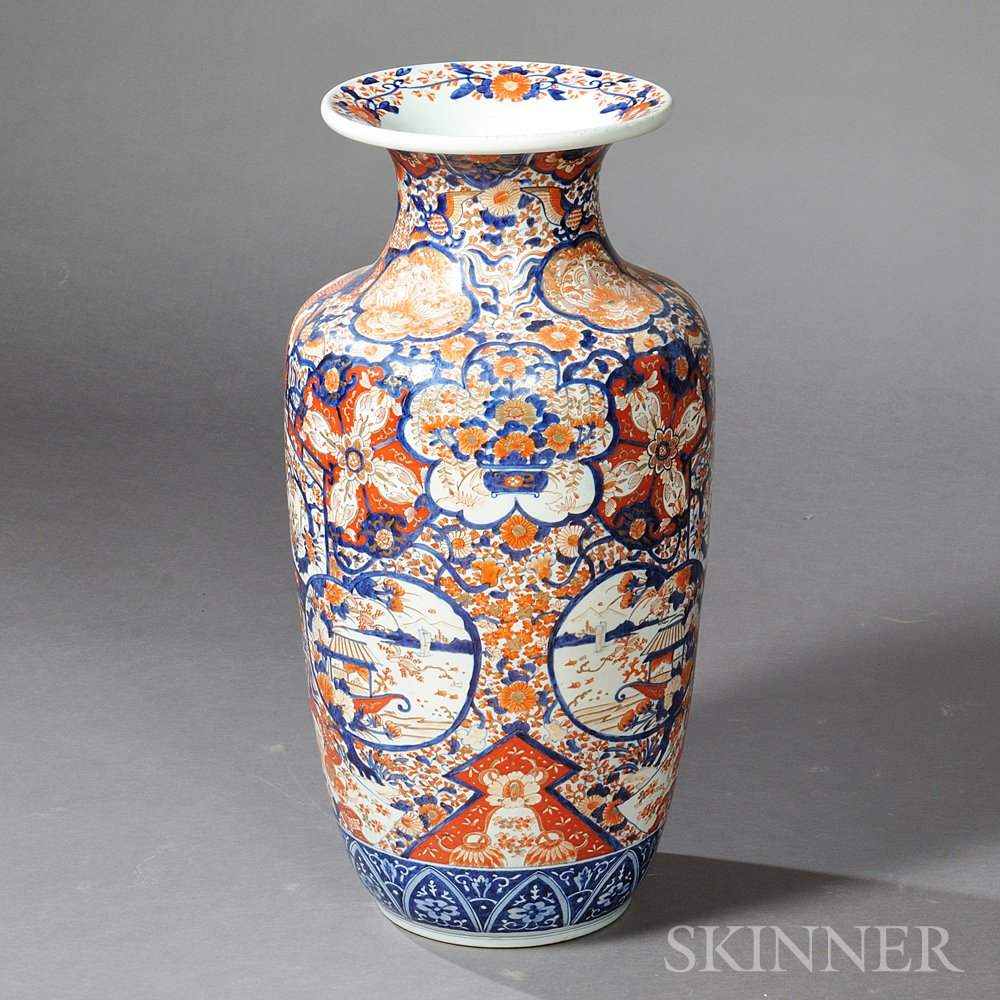 Appraisal: Large Imari Vase Japan Meiji period baluster-shape with bulbous shoulder