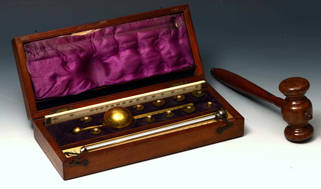 Appraisal: SIKES'S HYDROMETER in a mahogany box wide and an auctioneers