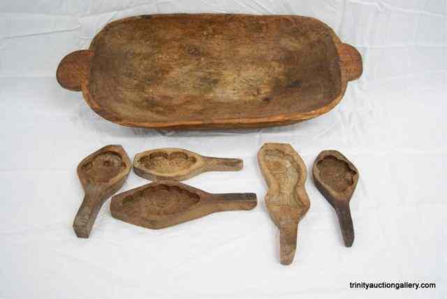 Appraisal: Primitive Hand Cut Wood Dow Bowl Dow MoldsFrom the estate