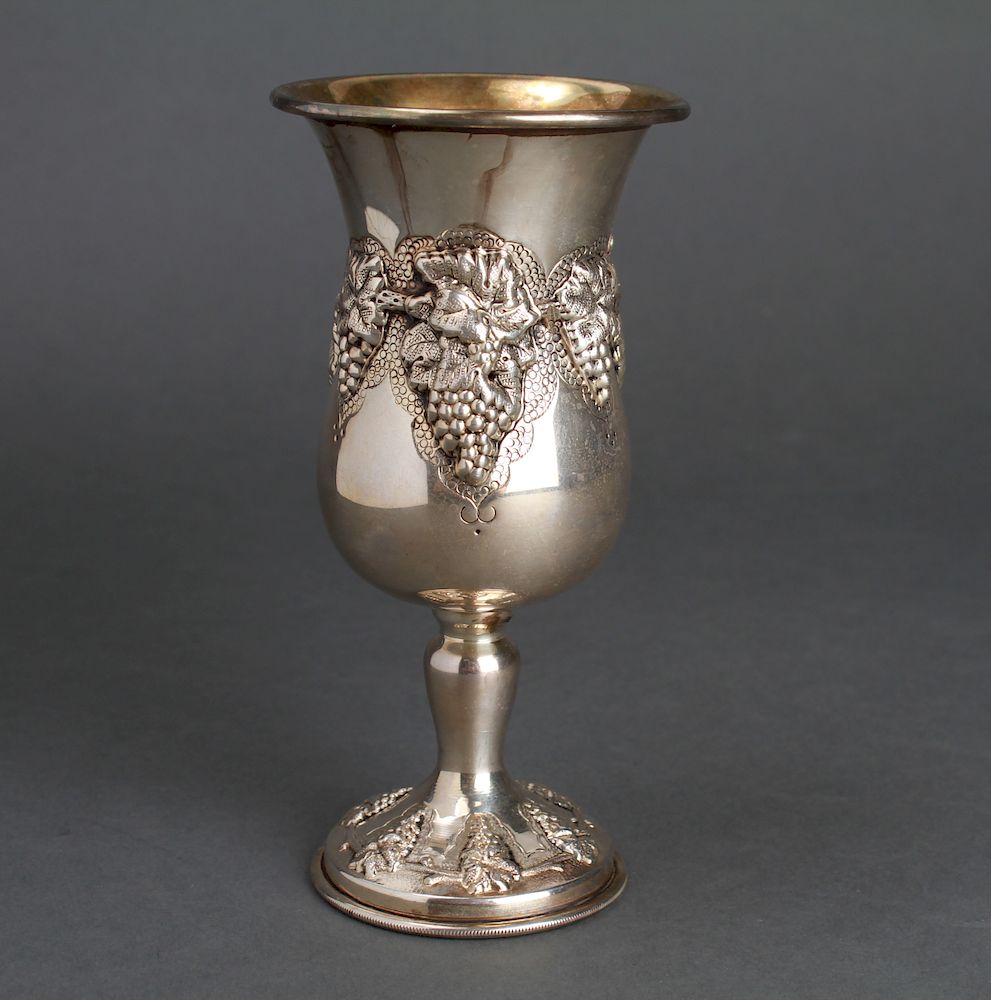 Appraisal: Judaica Elijah the Prophet Large Silver Goblet Cup Judaica large