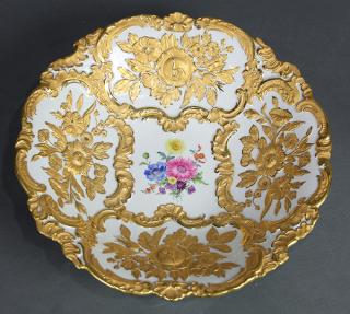 Appraisal: Meissen partial gilt bowl having a raised gilt floral border