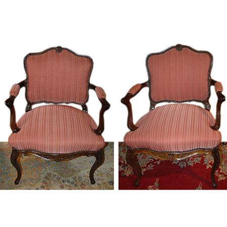 Appraisal: Pair of Louis XV Style Mahogany Fauteuils Estimate -