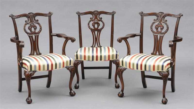 Appraisal: SET OF FOURTEEN GEORGE III STYLE CARVED MAHOGANY DINING CHAIRS