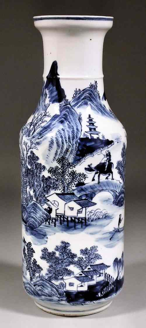 Appraisal: A th Century Chinese blue and white porcelain cylindrical vase