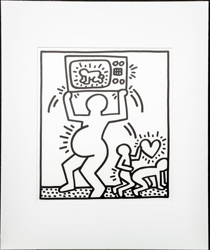 Appraisal: Keith Haring - Figure and Dolphin II and Untitled Two