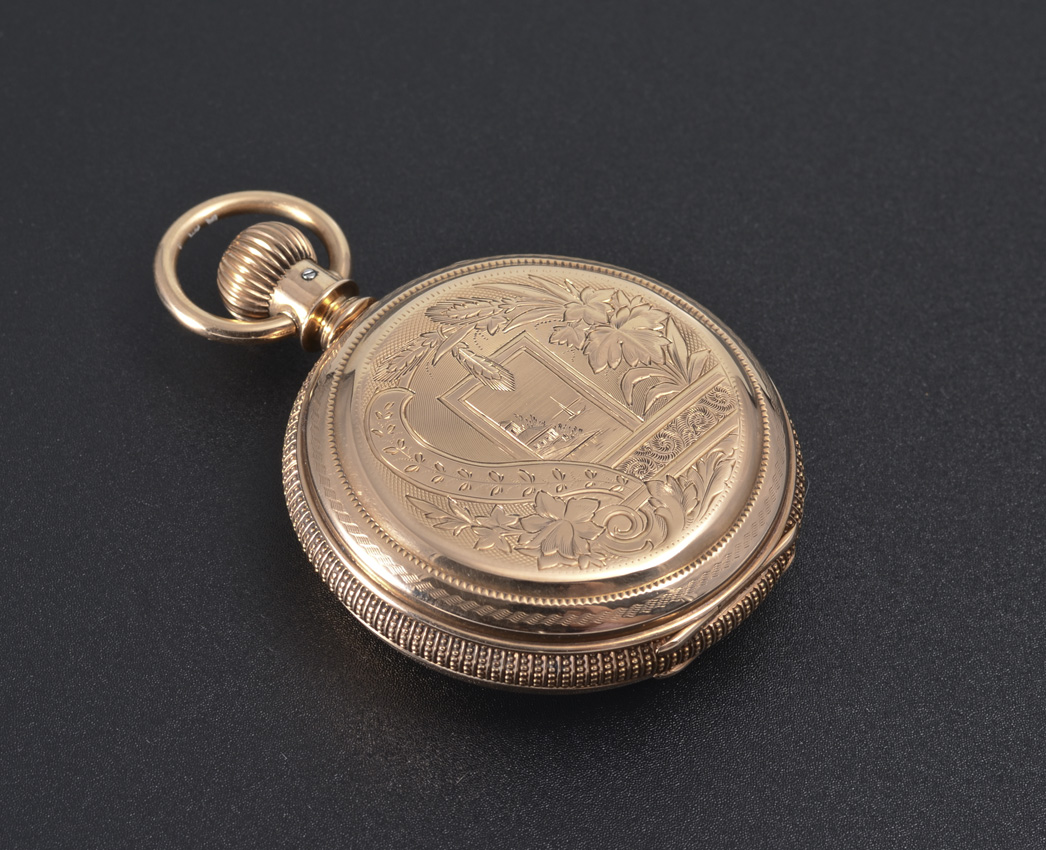 Appraisal: K YELLOW GOLD WALTHAM HUNTER CASE POCKET WATCH Circa size