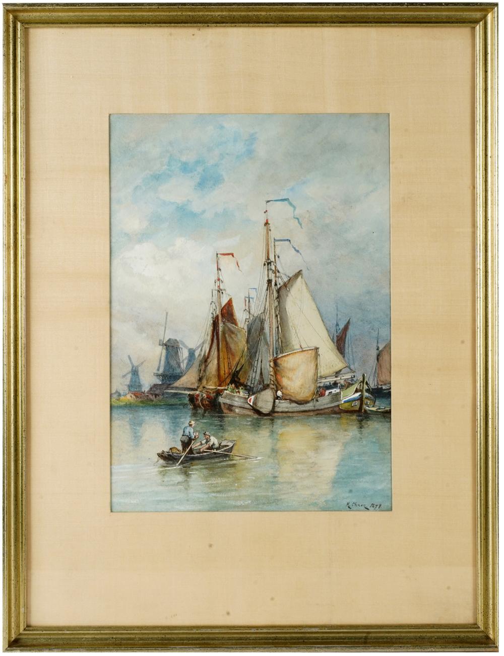 Appraisal: HARRY CHASE - SHIPS IN A HARBORwatercolor on paper signed