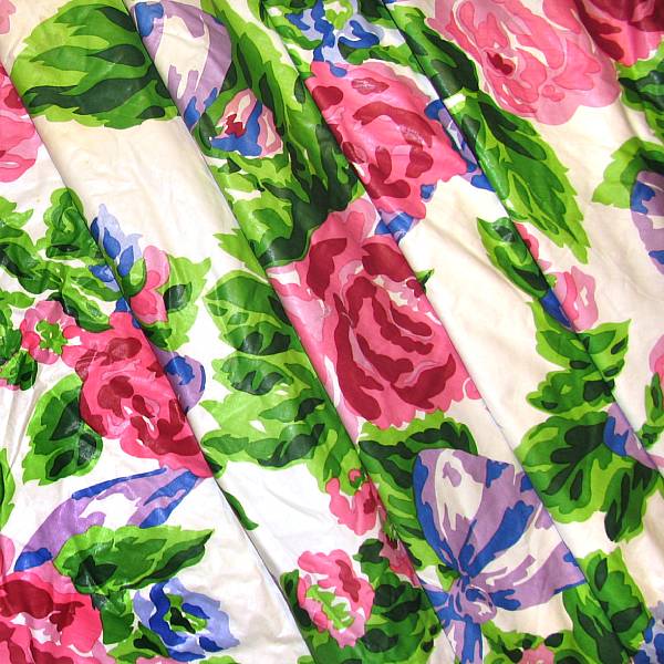 Appraisal: A group of floral fabric panels size approximately ft in