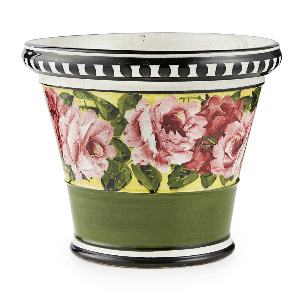 Appraisal: A SMALL WEMYSS WARE STUART FLOWER POT 'CABBAGE ROSES' PATTERN