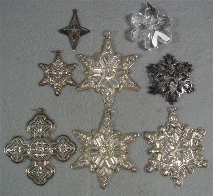 Appraisal: Gorham R B sterling silver Christmas ornaments SP one crystal