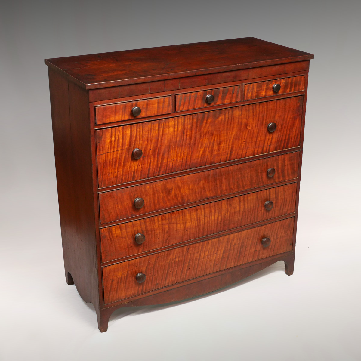 Appraisal: TH CENTURY TIGER MAPLE DESK Tiger Maple desk having drawers