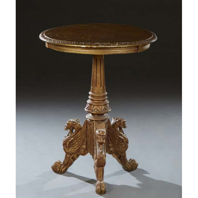 Appraisal: Continental Gilt Carved Beech Gueridon late th c the circular