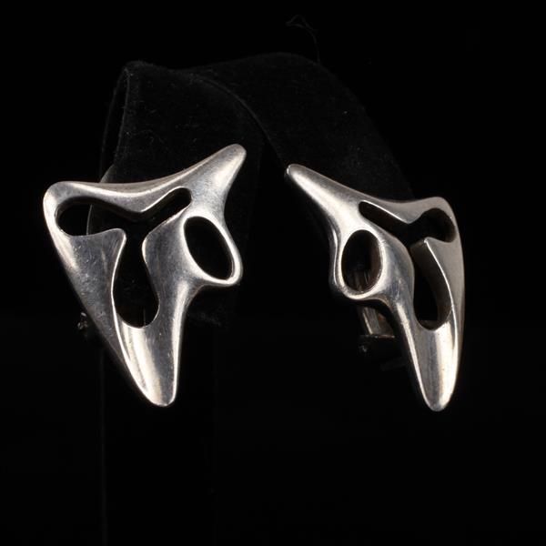 Appraisal: Georg Jensen Denmark Sterling Silver Modernist Amorphic Clip Earrings dwt