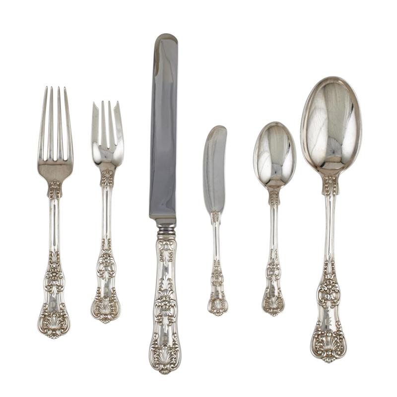 Appraisal: TIFFANY CO ENGLISH KING STERLING FLATWARE Service for eight dinner