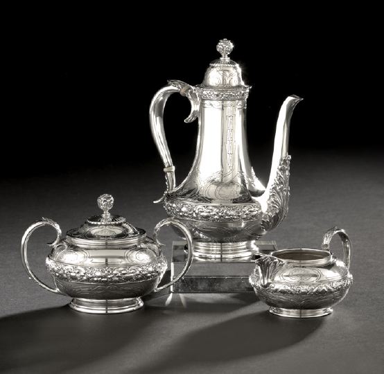 Appraisal: Tiffany Co Three-Piece Sterling Silver Demitasse Set the pattern introduced