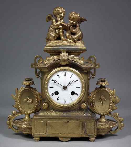 Appraisal: A th Century French gilt metal cased mantel clock by