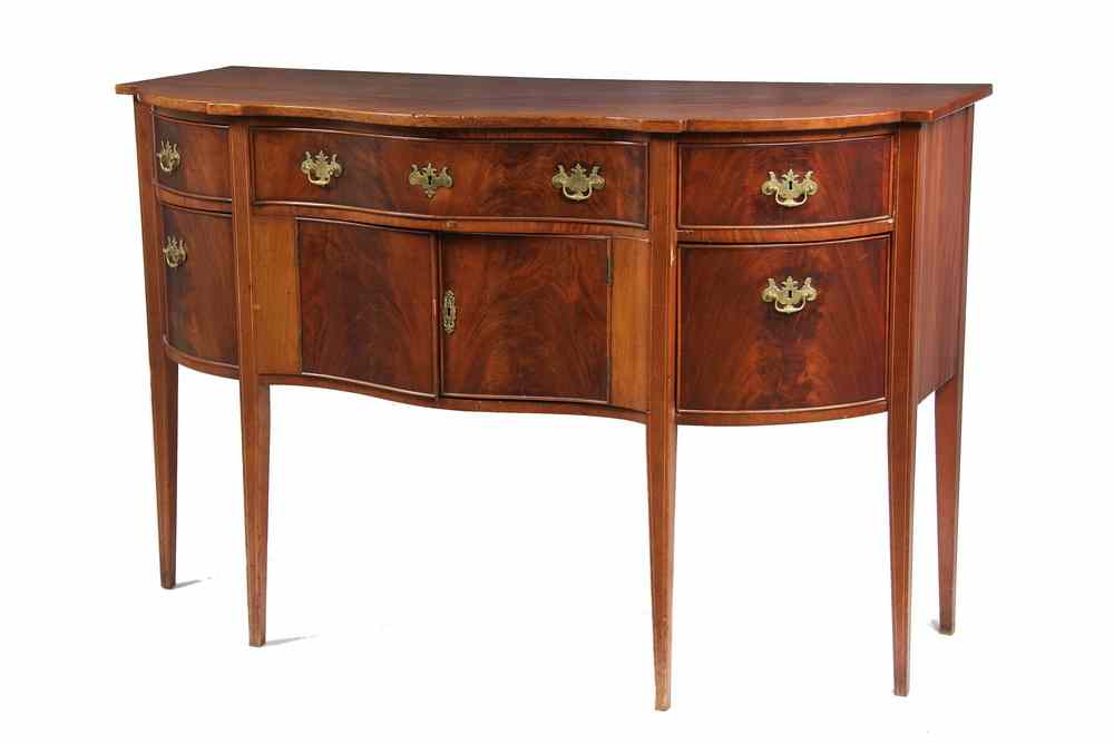 Appraisal: SIDEBOARD - th c Hepplewhite Serpentine Front Sideboard in mahogany