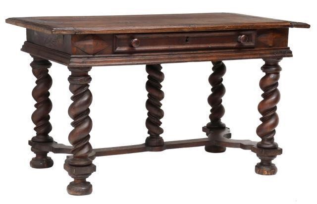 Appraisal: French Louis XIII style oak desk th c rectangular top