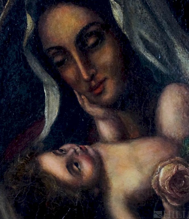 Appraisal: th Cen Latin American Mary Jesus Oil Painting Latin American