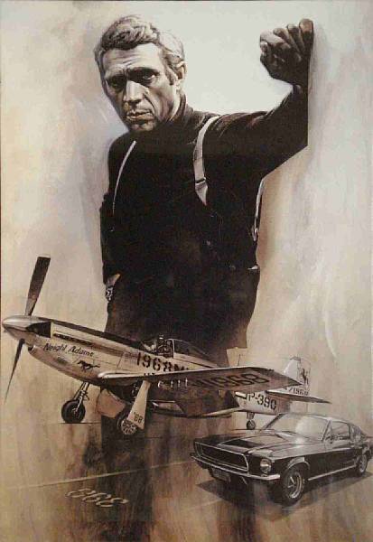 Appraisal: Steve McQueen - Bullitt' a giclee print portrait on canvas