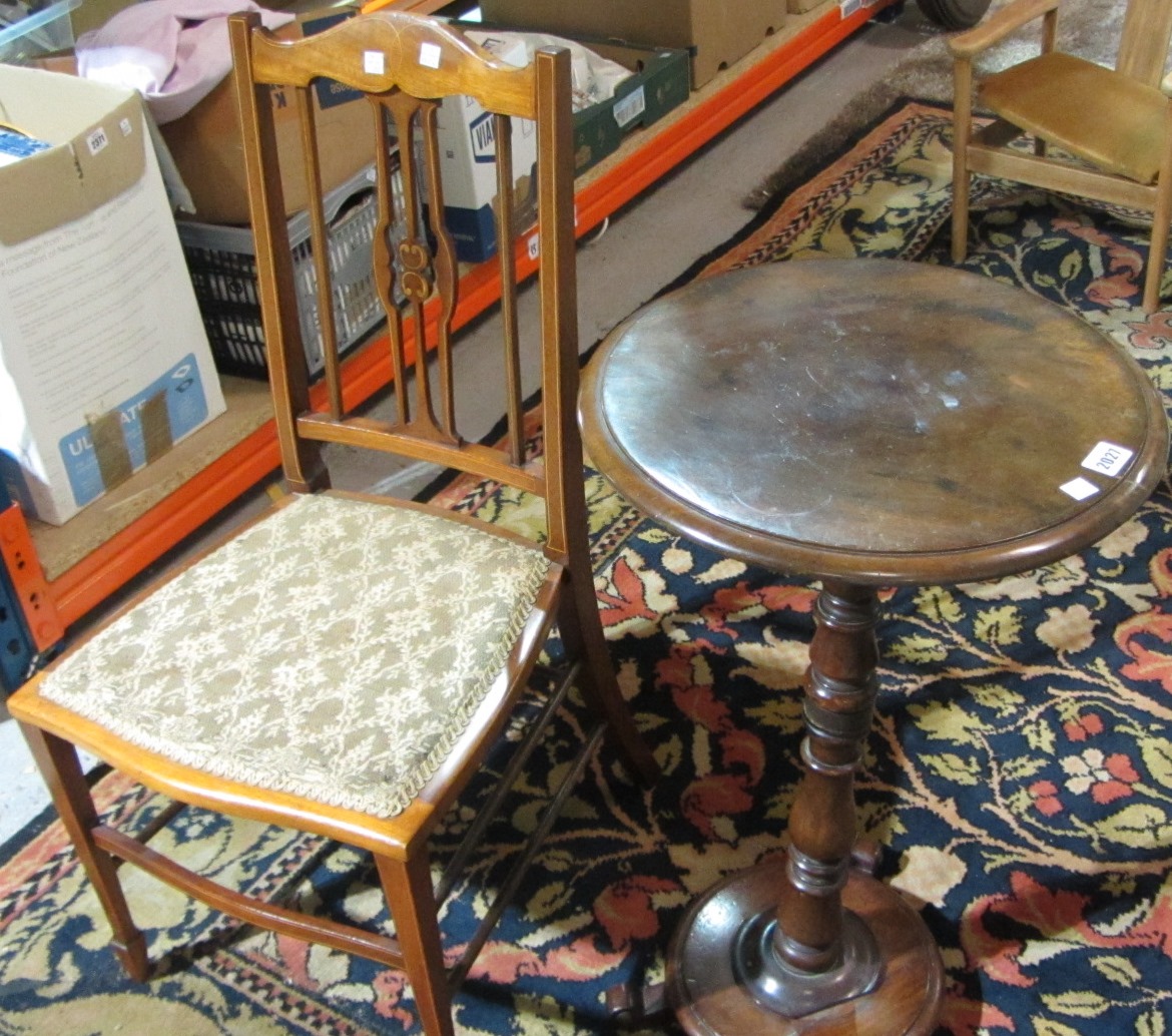 Appraisal: A pair of th century bedroom chairs and a circular