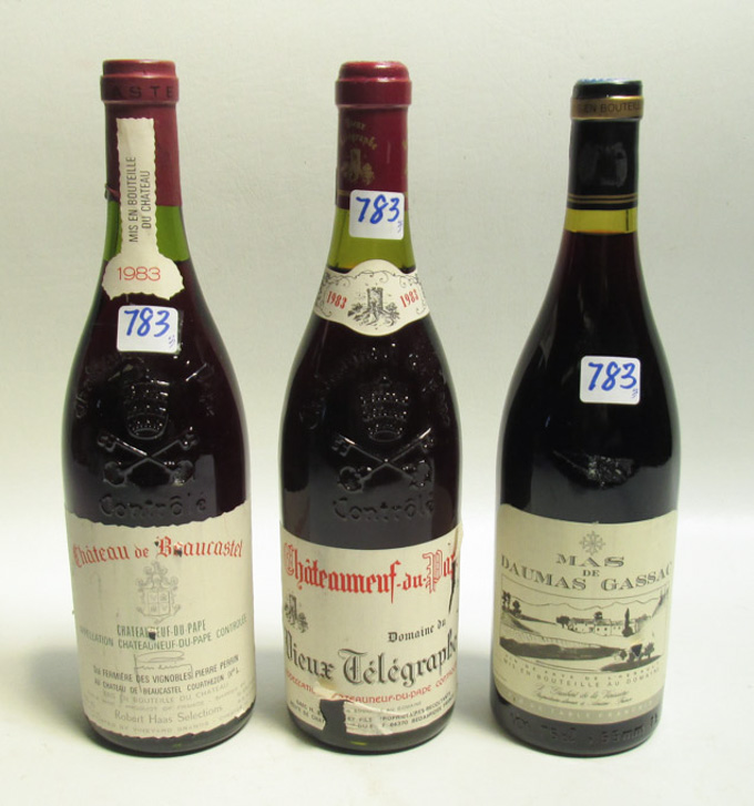 Appraisal: THREE BOTTLES OF FRENCH RED WINE Mas de Daumas Gassac