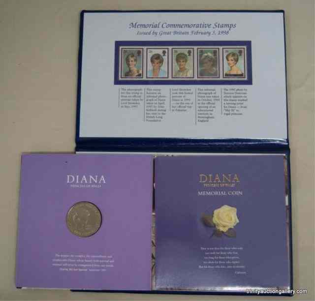 Appraisal: Lady Diana British Pound Coin Stamp SetIssued as commemorative in