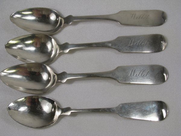 Appraisal: Four late th early th century English silver teaspoons Three