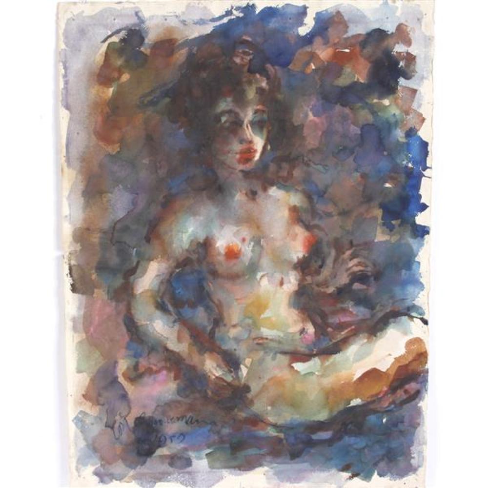 Appraisal: ROBERT VON ZIMMERMAN GUATEMALAN APPROX - FEMALE NUDE WATERCOLOR AND