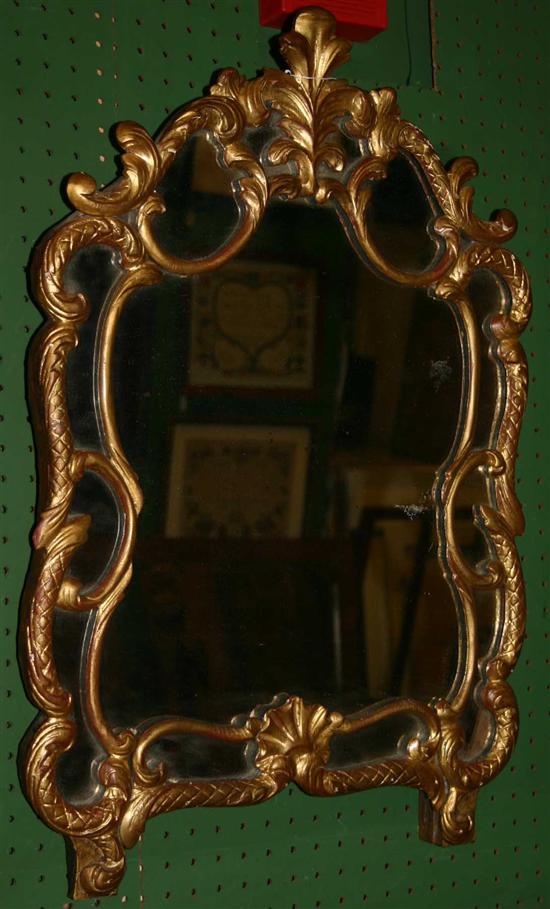 Appraisal: Louis XV gilt wood mirror Carved cartouche form mirror with