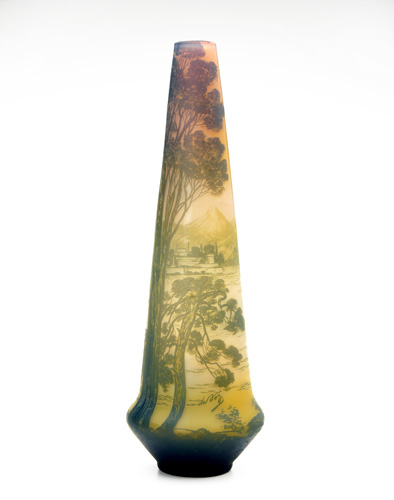 Appraisal: DE VEZ Scenic cameo vase decorated with a lakeland landscape