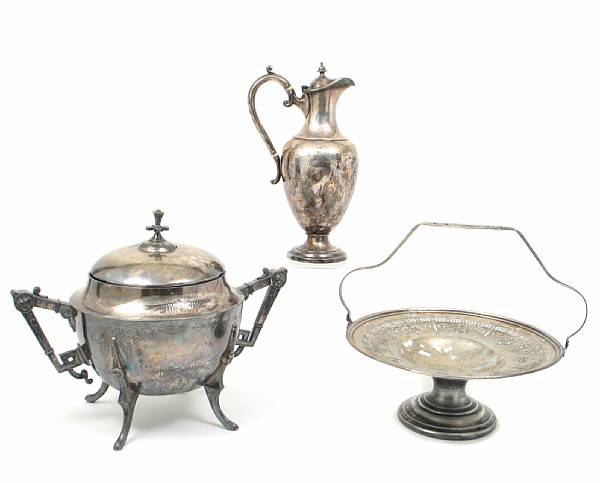 Appraisal: A quantity of plated table articles Comprising pint water pitcher