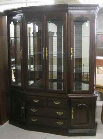 Appraisal: QUEEN ANNE STYLE CHINA CABINET-ON-BUFFET Thomasville Furniture Co manufactured Dimensions