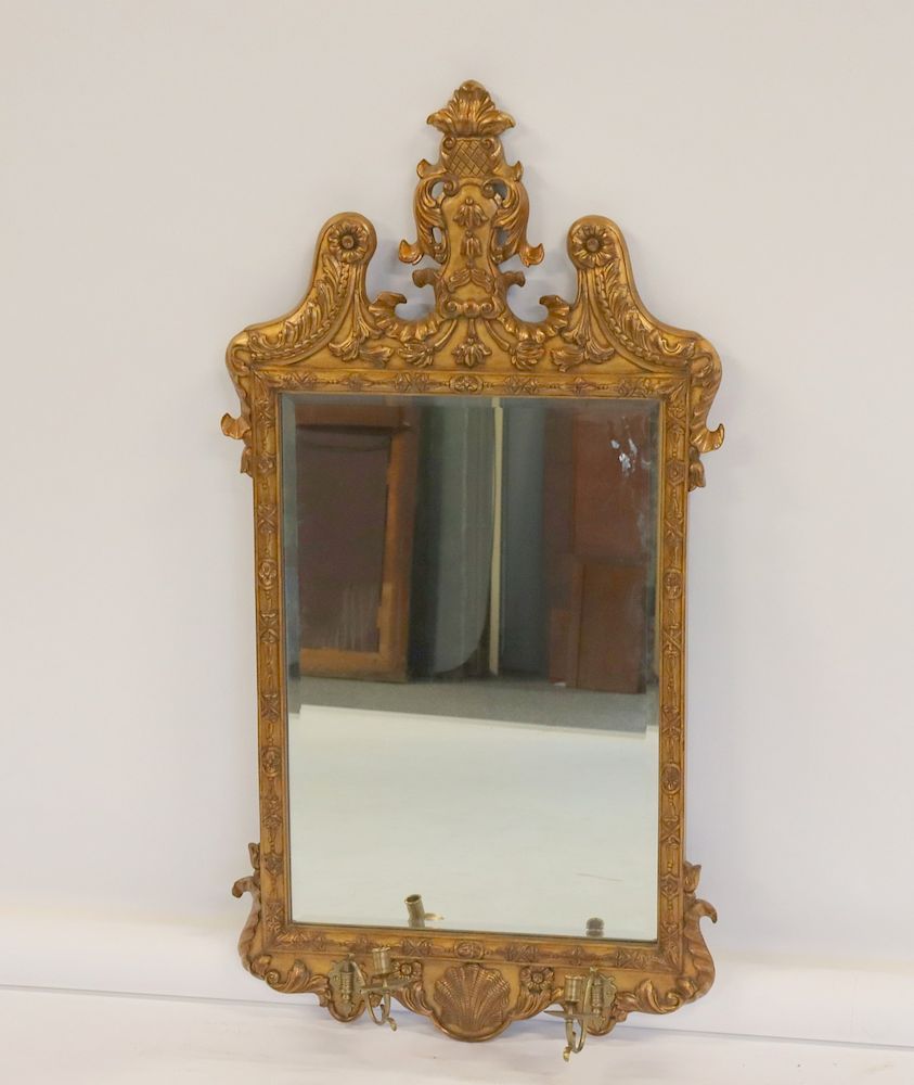 Appraisal: Fine Quality Carved And Gilt Decorated Mirror Sconce With marking