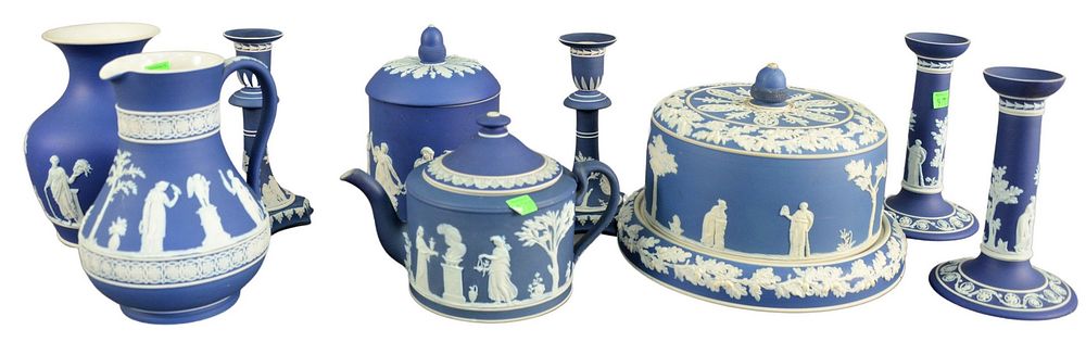 Appraisal: Nine Piece Group of Blue Wedgwood Jasperware to include two