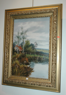 Appraisal: H ADAMS RIVER SCENE OIL ON CANVAS