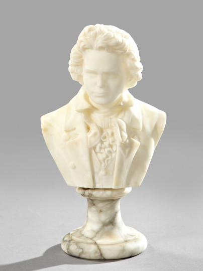 Appraisal: Continental Carved Alabaster Bust of Ludwig van Beethoven first quarter