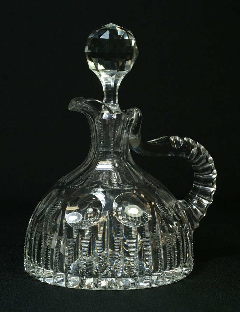 Appraisal: Brilliant cut glass squat decanter hobstar cut bottom unsigned tall