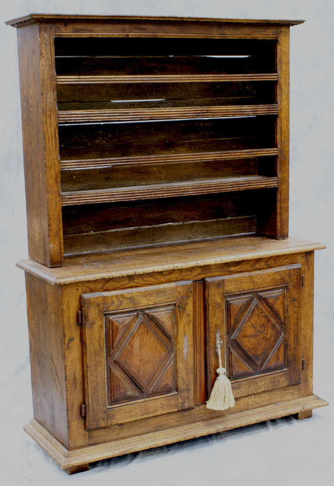 Appraisal: th century French oak pewter cupboard w x h x