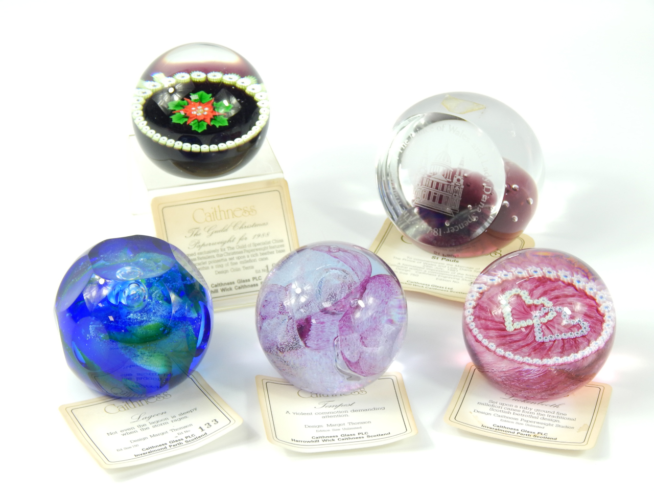 Appraisal: Caithness glass paperweights limited edition comprising Layoon St Pauls and